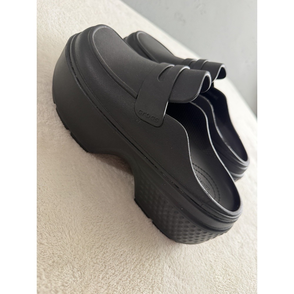 Crocs 8 Stomp Penny Loafers Slides Mules Black Chunky Platform Sandals Shoes